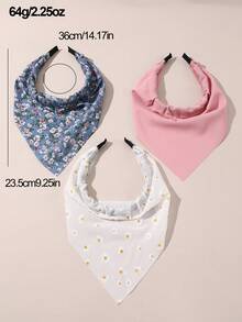 3pcs Flower Print Hair Band Boho,Triangular Scarf Girl Headband. - Multicolor - View 6