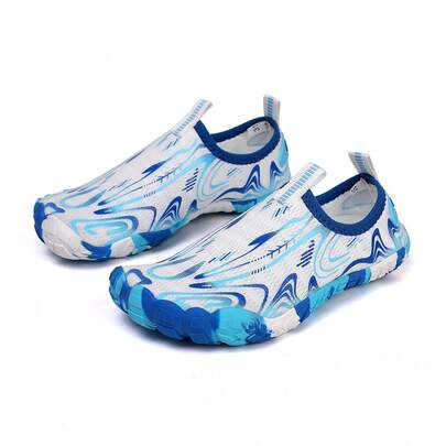1 Pair Kids Slip-On Breathable Mesh Upper Lightweight Rubber Sole Water Shoes, Suitable For Outdoor Activities, Beach, Swimming