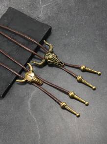 1pc Vintage Ox Head Knitted Sweater Necklace, Unique And Creative Fashion Accessory, Versatile Casual Daily Wear, Great Gift Idea For Friends And Family