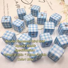10 piezas/20 piezas/30 piezas Cuentas acrílicas cuadradas multicolor a cuadros de estilo simple y lindo, adecuadas para proyectos de joyería DIY, collares y pulseras - Cuentas cuadradas de 14 mm - Ver 9