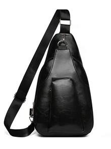 1pc Women's Solid Color PU Chest Bag, Unisex Multi-Pocket Bag, Shoulder/Cross-Body Bag, Suitable For Fashion Outfit, Going Out