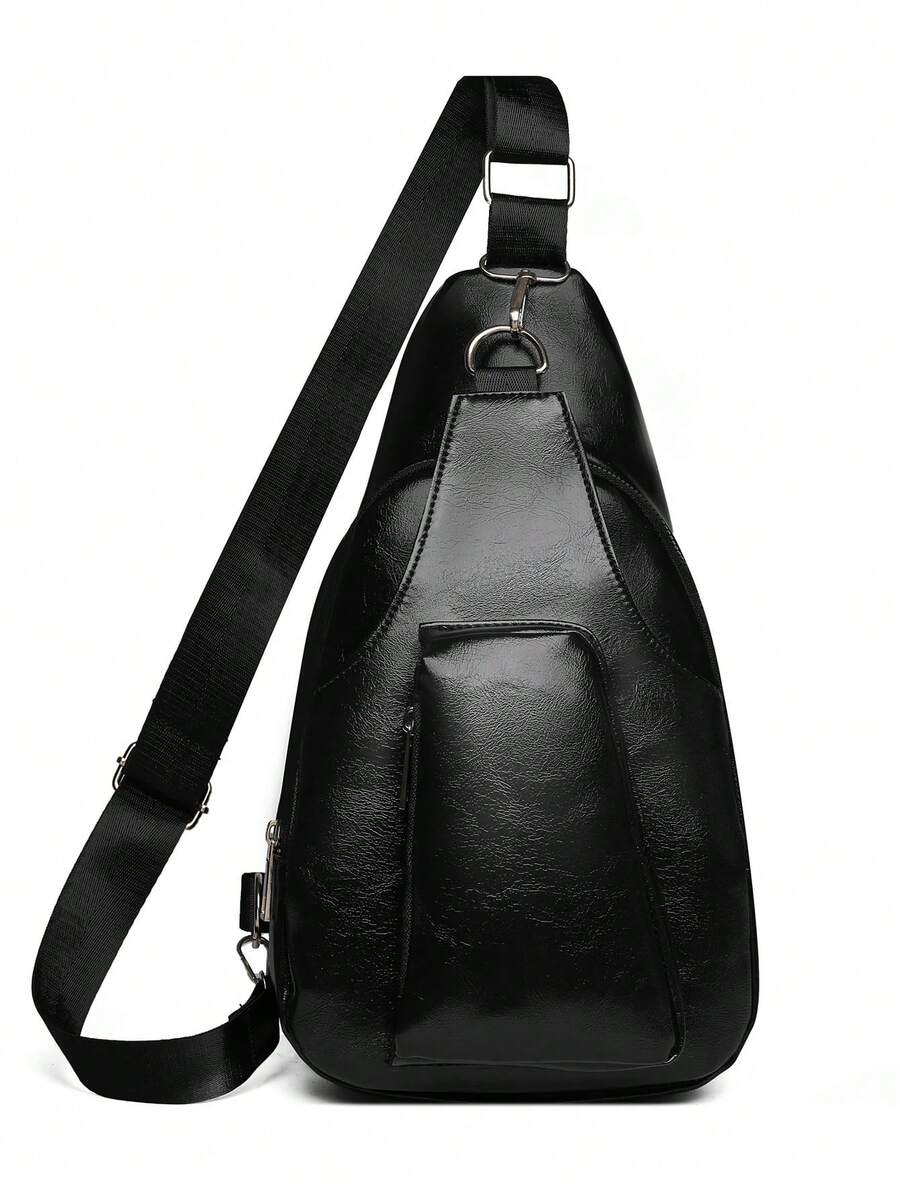 1pc Women's Solid Color PU Chest Bag, Unisex Multi-Pocket Bag, Shoulder/Cross-Body Bag, Suitable For Fashion Outfit, Going Out