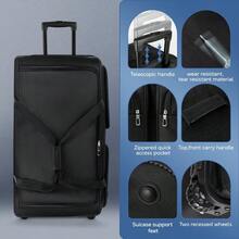 Bolsa de lona con ruedas y asa de 76 cm (30 pulgadas), bolsa de viaje plegable con ruedas de poliéster para hombres y mujeres, color negro - 30" negro - Ver 2