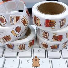 1 Roll/500pcs Capybara Sticker Sheets, Suitable For Laptop, Scrapbook, Phone And Guitar - DIY Decorative Stickers For Gifts, Cards, And Home Decor