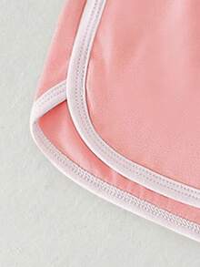 2pcs/Set Tween Girls Cherry Slogan Print Raglan Sleeve T-Shirt + Sport Shorts, Casual Activewear Set, Spring/Summer - Pink - View 8