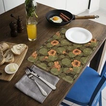 1/4/6/8/12 pièces Sets de table imprimés en lin, lavables, tapis de protection de surface, sets de table d'intérieur et d'extérieur, convient pour les fêtes, la cuisine et la décoration de la salle à manger - Multicolore - Voir 8