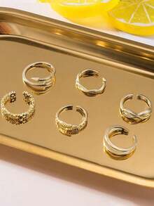 24 件套女士指节戒指，合金可调节中指环，月亮花箭头趾环，沙滩脚饰 - 金銀色 - 查看 5