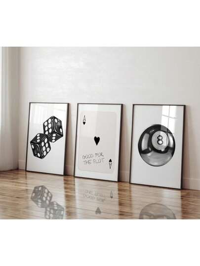 Conjunto de 3 lienzos/impresiones artísticas en blanco y negro para decorar la pared - Conjunto de arte estético Y2K ideal como decoración para apartamentos, dormitorios, salas de estar, oficinas o como regalo de cumpleaños y festivos. Opción de marcos disponible.