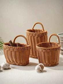 1 Stück/2 Stück handgeflochtener Aufbewahrungskorb, Country Stil Rattan Hängekorb für Küche, Wohnzimmer, Badezimmer, Outdoor Picknick, Regalkorb, waschbar und feuchtigkeitsbeständig, vintage Garten handgeflochtener Aufbewahrungskorb, perfektes Geschenk für sie, Valentinstag, Sommer Outdoor Zubehör, Küchenzubehör