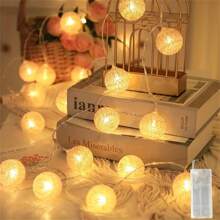 10/20 LED Luces de cadena de bolas de algodón Luces de bolas de algodón Luces de hadas de bolas de algodón para dormitorio, Día de San Valentín, boda, Navidad, Halloween, fiesta de Acción de Gracias, Navidad, decoración del hogar