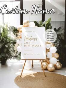 1 Custom Name Birthday Welcome Frameless Poster, Custom Canvas Poster, Birthday Welcome Sign Poster, Rose Gold Birthday Decor Background, Custom Date Birthday Party Decoration, Birthday Welcome Sign Decoration, Birthday Gift, Personalized Gift - Multicolor - View 1