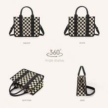 GAINSNS Checkered Mini Tote Bag For Women Shoulder Bags Crossbody Bag Handbag Satchel Bag Teacher Handbag - School Work Office Travel Beach, Chessboard Black And Brown - 彩色 - 查看 6