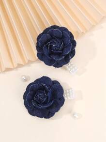 2 pezzi/4 pezzi/6 pezzi Forcine per capelli con fiori blu, forcine con perle finte in tessuto, forcine a coccodrillo per ragazze, regali per migliori amiche e feste