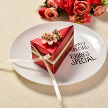 Soporte triangular para tartas, cajas para caramelos con lazo de flor, suministros de decoración para fiestas de cumpleaños y bodas, bolsas y cajas de embalaje para caramelos de boda