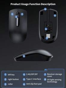 M101无线蓝牙双模游戏电竞商务无线充电鼠标 蓝牙&2.4G双模 持久续航 Type-C充电 适用于充电静音 电脑笔记本办公鼠标