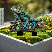 变色龙变色花园桩装饰 - 亚克力耐候户外艺术品，适用于庭院、露台和景观，四季礼物创意 - 色彩缤纷的动物主题，无需电池，耐用的塑料材质，精致的细节设计