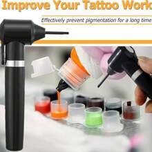 DQFART Tattoo Ink Mixer Kit, Black Electric Pigment Mixer With 100 Mixing Sticks For Cosmetic Tattoo Supplies