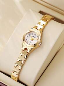 1pc/Set Elegant Fashionable Bar Scale Dial Wheat Chain Quartz Watch, Suitable For Daily Wear, Anniversary Gift, Birthday Gift, Halloween Gift