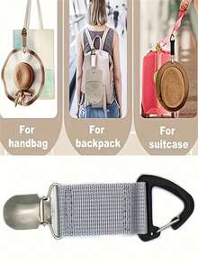 2pcs Travel Cap Clip - Convenient To Hang On Bags, Sturdy Cap Holder, Super Lightweight & Portable, Attachable To Handbags, Backpacks, Pants Waistband, Suitcases, Suitable For Sun Hats & Towels, Essential Accessory For Summer Outings - Perfect For Travel, Commuting, Outdoor Activities