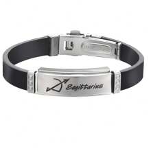 1pc Fashion Stainless Steel 12 Zodiac Signs Leather Bracelet, Suitable For Men'S Daily Wear