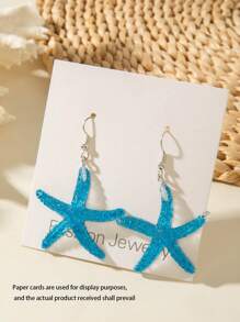 1 Pair/6 Pairs Set Bohemian Sea Star Resin Pendant Women Single Pair Earring & Earring Set, Suitable For Beach Party, Gift (No Card)