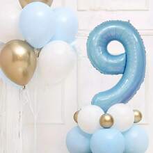 23pcs/Set Blue Pink Crown Number 1 To 9 Balloons Upright 1st Birthday Party Decorations Baby Shower Balloon