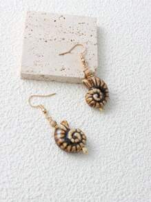 Handmade Stone Beads, Stainless Steel Fish Hook, Ocean Series Earrings, Ceramic Seashell Earrings For Women