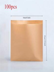 100pcs Thickened Paper Bags, Grease-Proof, Suitable For Snacks, Sandwiches, Hamburgers, Cookies, Pastries - Unbleached, No Closure, Easy-Grip Thin Film Grease-Proof, Suitable For Baking Cookies, Snacks, Sandwiches, Popcorn And Small Gifts, Food Storage Bags, Packaging Bags