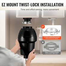 Garbage Disposal, 1HP 3270RPM Continuous Feed Food Waste Disposer, EZ Connect Food Waste Grinding System With Sound Reduction, Power Cord & Splash Guard For Kitchen Sinks - US A Type Plug(110-127V) - View 5