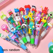 Set de 1/4/20/8/10/24/12 piezas Bolígrafos de 4 colores mini con diseños de dibujos animados lindos y aleatorios, pluma de color de 4 colores, pluma para manualidades, tinta de 4 colores, para estudiantes, oficina, útiles escolares y regalos, con recambio de 0.7mm, esenciales para volver a la escuela
