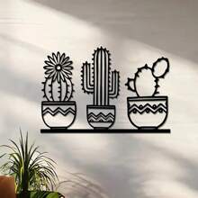 A Cactus Metal Wall Art, Desert Cactus Outdoor Decoration, Succulent Garden Sign, Kitchen Decoration, Home Decor Gift, New Home Gift, For Room, Bedroom, Office, Bar, Restaurant, Cafe - Art Deco Style, Metal Material.