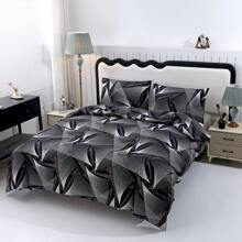 3pcs Printed Brushed Fitted Sheet Set [1pc Fitted Sheet + 2pcs Pillow Cases], No Bed Sheets, No Filler. Rhombus Pattern, New Floral Design, Soft & Comfortable Fabric, Suitable For Bedroom, Hotel, Dormitory, Apartment