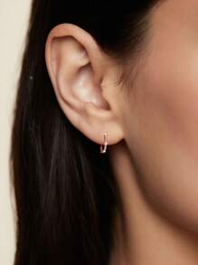 1 Pair 925 Sterling Silver Crystal Cubic Zirconia Hoop Earrings For Women, Wedding, Birthday Gift, Daily Wear, Comes With Exquisite Gift Box