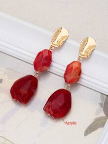 1 Pair Vintage Bohemian Style Elegant Resin Asymmetrical Texture Oval Earrings, Versatile