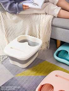 1pc Foldable Foot Bath Basin, Foldable Foot Soaking Basin Foot Massage Tool, Foot Massage Tub For Home Adult Dorm Portable Plastic Foot Care Basin, Bathroom Accessory, Suitable For Home & Travel (Random Color & Style) Back To School - Multicolor - View 8