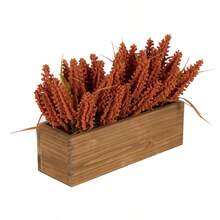 Planta De Bayas Artificiales De 9 En Macetero De Madera Marron De Design Ovation