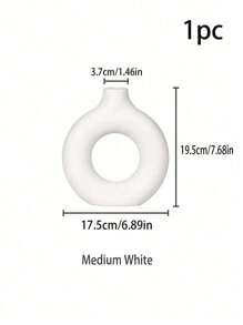 1pc Plastic Donut Shaped Flower Vase, Modern Simplistic Circle Vase Ornament, Ceramic-Like Vase, Creative Home Decor Crafts For Living Room Simple, Elegant And Beautiful Home And Business Place Leisure Place
