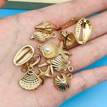 16 Pieces Of Mixed KC Golden Marine Creatures Starfish Charm Bulk Summer Jewelry Necklace Earrings Bracelet DIY Craft Accessories.