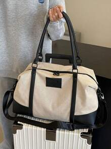 Fashionable Color Block Style Travel Bag With Large Capacity, Can Be Carried By Hand, Shoulder Or Cross-Body, Suitable For Short-Term Travel, Vacation, Gym And Other Occasions Back To School School Bag Travel Essentials Travel Organizer For Beach Summer Vacation For Suitcase Overnight Bag Gym Bag Duffle Bag Weekend Bag Duffel Bag For Luggage Carry On Bag College Bag Luggage Bags Weekender Bag Hospital Bag Holiday Winter Back To School Supplies