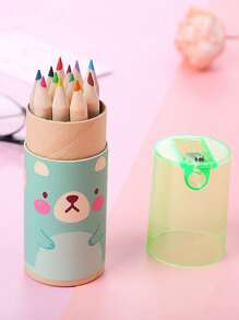 12 pezzi Piccola matita da disegno e colorare a 12 colori, set di piccole matite colorate a tema orsetti, colori casuali, adatto per il ritorno a scuola