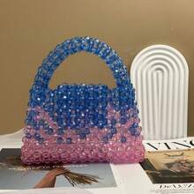 New Contrast Color Handmade Beaded Bag Fashion Patchwork Mixed Color Bag Flap Handbag Women's Summer