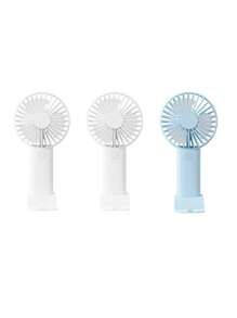 1 pieza Ventilador de triple hoja recargable por USB con soporte, se puede usar como soporte para teléfono/tableta, diseño lindo adecuado tanto para niños como para niñas. Regalo ideal para mujeres, perfecto para actividades al aire libre, playa, oficina, escuela, hogar [Ventilador de refrigeración de verano]