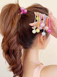 14pcs Candy Colored Burst Headbands Children's Hair Accessories Wrapped Around Hair Ropes High Elastic Rubber Bands Tied In Ponytails Headband Accessories ﻿