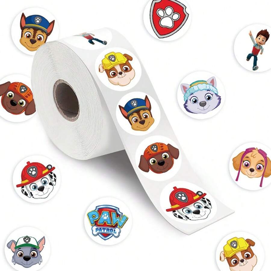 500pcs/Roll Paw Patrol Cartoon Cute Stickers Labels, Kawaii Stickers For DIY Gifts, Packaging, Decoration, Party Favors
