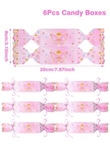 6 pièces Boîte-cadeau thème Licorne/Papillon rose violet/Jungle, boîte à bonbons en forme d'oreiller, décorations d'anniversaire, boîte de faveur de fête, boîte d'emballage-cadeau, boîte à gâteaux, boîte de biscuits au chocolat, thème véhicule d'ingénierie/petit éléphant/sirène, fournitures de fête de mariage, cadeaux de baby shower, cadeaux pour invités, emballage cadeau