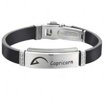 1pc Fashion Stainless Steel 12 Zodiac Signs Leather Bracelet, Suitable For Men'S Daily Wear
