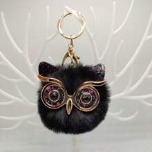 1pc/2pcs Cartoon Sequin Owl Imitation Rabbit Fur Ball Pendant For Women's Bags, Backpacks, Car Keychains, Small Gifts