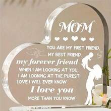 1 pieza (aproximadamente 8 cm L X 8 cm A X 1 cm A) Placa acrílica "Amor de mamá", un regalo reflexivo para hija e hijo, decoración sentimental para el hogar - ideal para Navidad, cumpleaños y Día de la Madre - de parte de esposos con cálido agradecimiento, placa decorativa con cristal con forma de corazón, regalo del Día de la Madre para mamá, regalo conmemorativo, decoración de escritorio de cristal