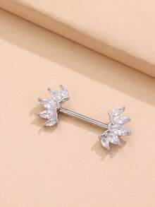 1pc Zirconia Labrym Nipple Piercing Jewelry - Gold - View 7