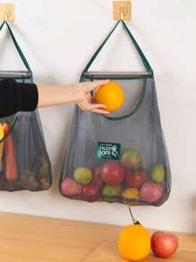 1/2 piezas Bolsa de malla de almacenamiento de cocina versátil - Organizador montado en la pared para frutas, verduras, jengibre y ajo, bolsa de gran capacidad, artículos de almacenamiento y organización de cocina, canastas de malla de cocina ahorradoras de espacio, accesorios de cocina (Revise cuidadosamente el tamaño antes de realizar el pedido)